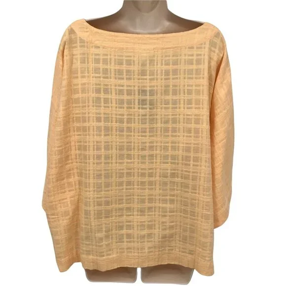 J. Jill Womens Plaid Boxy Lightweight Gauze Pullover Kimono Blouse Top Size L - Picture 4 of 9